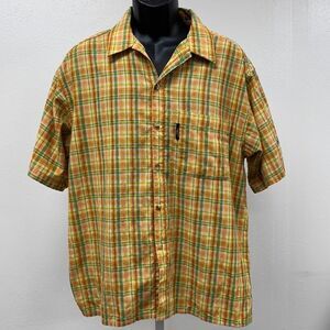 RipCurl 100%Cotton Australia Yellow/Green/Orange‎ Short Sleeve Button Vintage